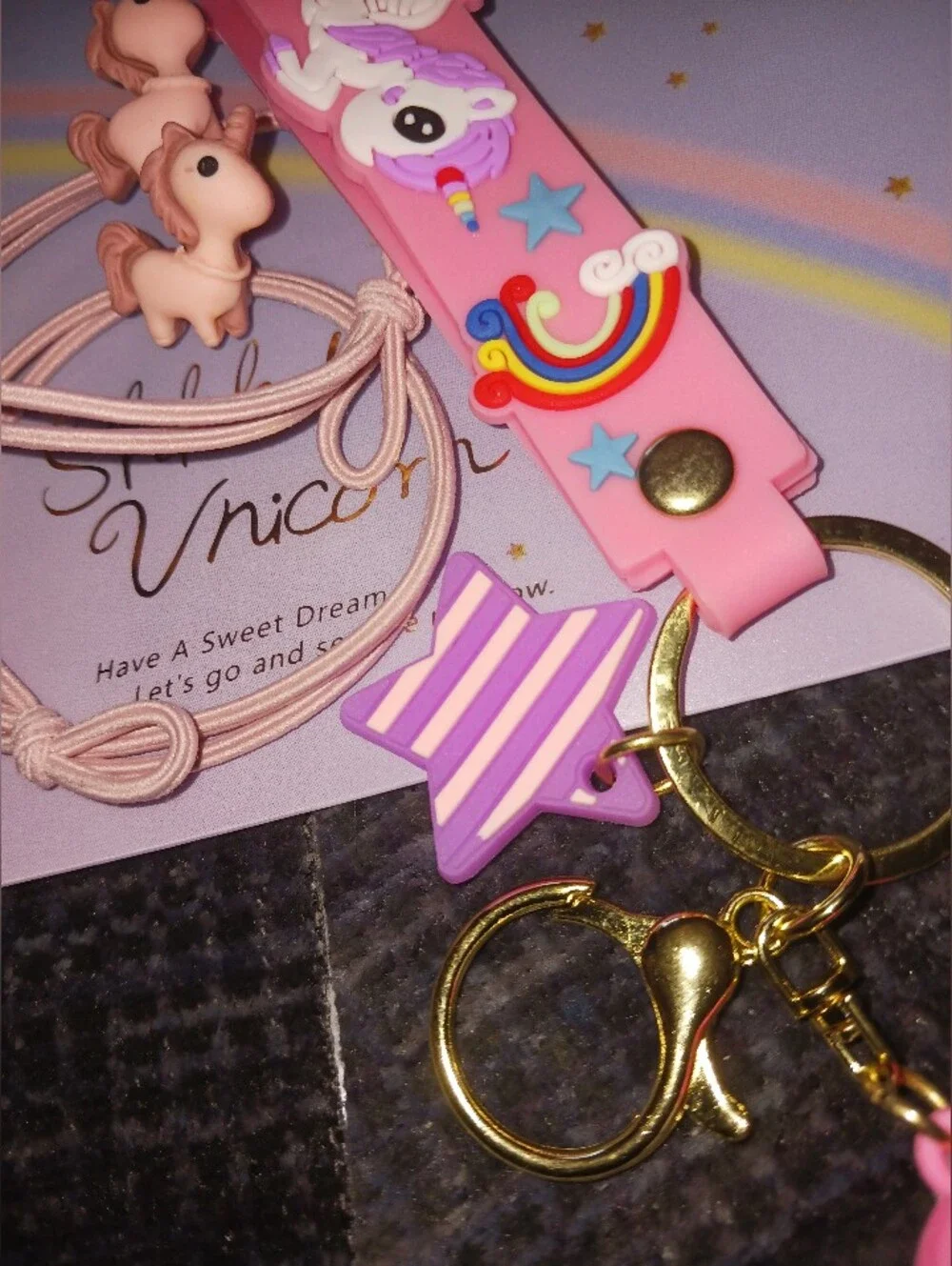 Cute Unicorn Keychain Set - Pink & Purple Kids Accessories